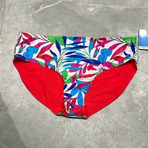 Coolibar Multicolor Tripical Leaf Print Bikini Bottom Size XL